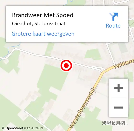 Locatie op kaart van de 112 melding: Brandweer Met Spoed Naar Oirschot, St. Jorisstraat op 3 augustus 2023 11:36