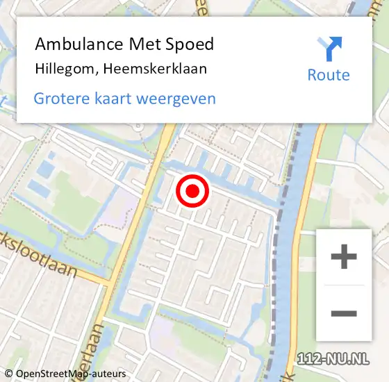 Locatie op kaart van de 112 melding: Ambulance Met Spoed Naar Hillegom, Heemskerklaan op 3 augustus 2023 12:01