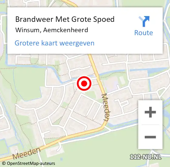 Locatie op kaart van de 112 melding: Brandweer Met Grote Spoed Naar Winsum, Aemckenheerd op 3 augustus 2023 12:05