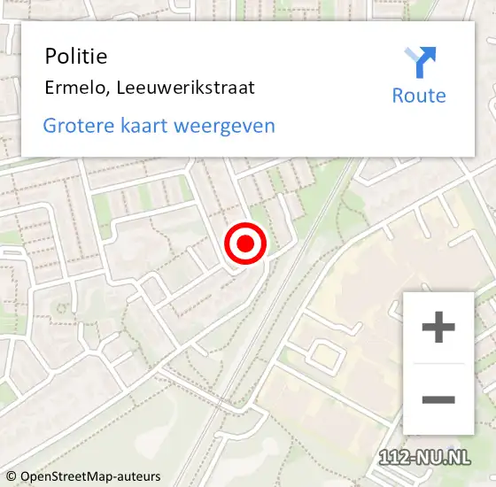 Locatie op kaart van de 112 melding: Politie Ermelo, Leeuwerikstraat op 3 augustus 2023 12:16