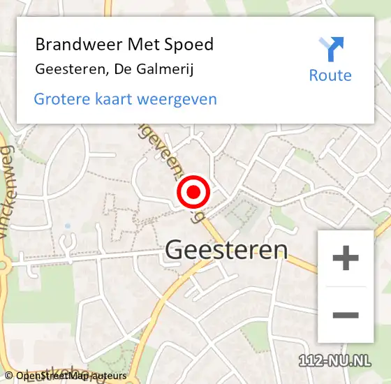 Locatie op kaart van de 112 melding: Brandweer Met Spoed Naar Geesteren, De Galmerij op 3 augustus 2023 12:17