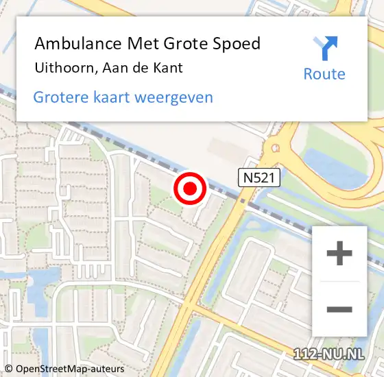 Locatie op kaart van de 112 melding: Ambulance Met Grote Spoed Naar Uithoorn, Aan de Kant op 3 augustus 2023 12:32