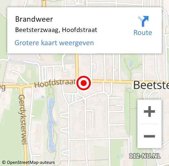 Locatie op kaart van de 112 melding: Brandweer Beetsterzwaag, Hoofdstraat op 3 augustus 2023 12:57