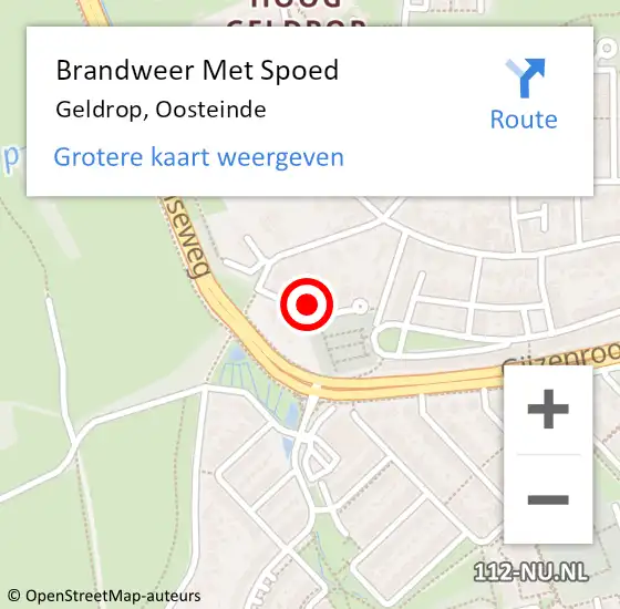 Locatie op kaart van de 112 melding: Brandweer Met Spoed Naar Geldrop, Oosteinde op 3 augustus 2023 13:03