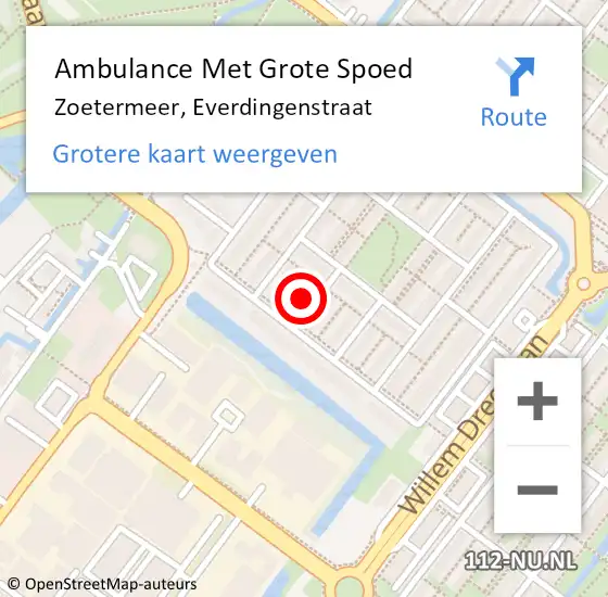 Locatie op kaart van de 112 melding: Ambulance Met Grote Spoed Naar Zoetermeer, Everdingenstraat op 3 augustus 2023 13:05