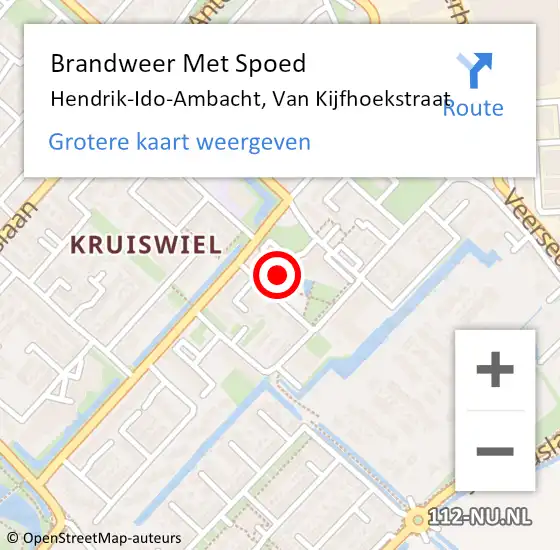 Locatie op kaart van de 112 melding: Brandweer Met Spoed Naar Hendrik-Ido-Ambacht, Van Kijfhoekstraat op 3 augustus 2023 13:36