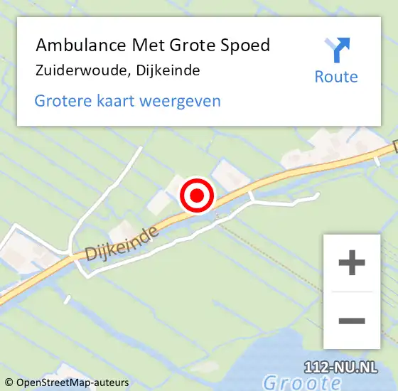 Locatie op kaart van de 112 melding: Ambulance Met Grote Spoed Naar Zuiderwoude, Dijkeinde op 3 augustus 2023 13:48