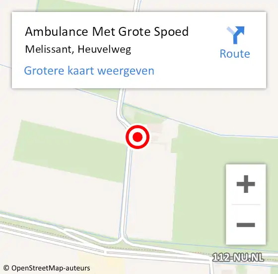 Locatie op kaart van de 112 melding: Ambulance Met Grote Spoed Naar Melissant, Heuvelweg op 3 augustus 2023 14:27