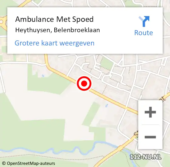 Locatie op kaart van de 112 melding: Ambulance Met Spoed Naar Heythuysen, Belenbroeklaan op 3 augustus 2023 14:30