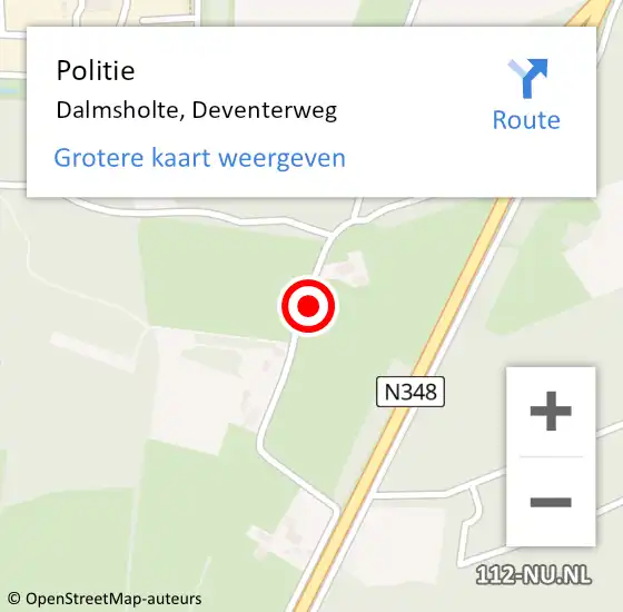 Locatie op kaart van de 112 melding: Politie Dalmsholte, Deventerweg op 3 augustus 2023 14:42