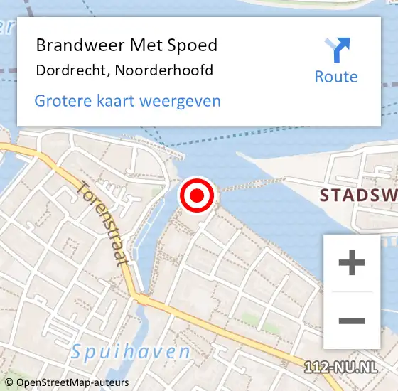 Locatie op kaart van de 112 melding: Brandweer Met Spoed Naar Dordrecht, Noorderhoofd op 3 augustus 2023 14:49