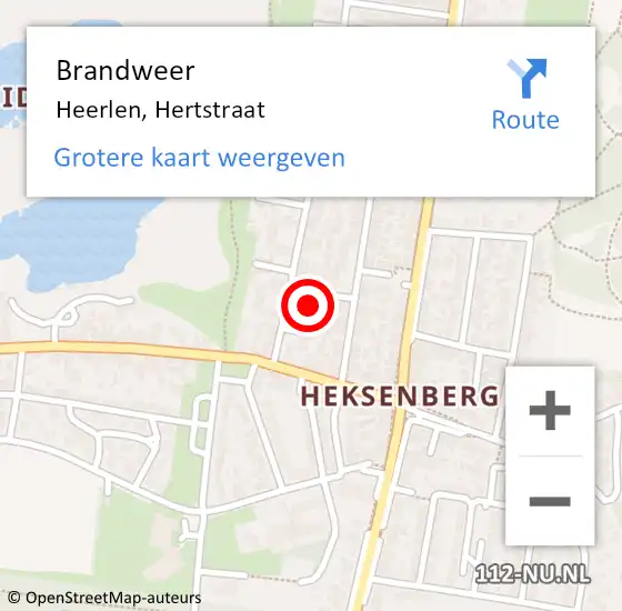 Locatie op kaart van de 112 melding: Brandweer Heerlen, Hertstraat op 3 september 2014 19:18