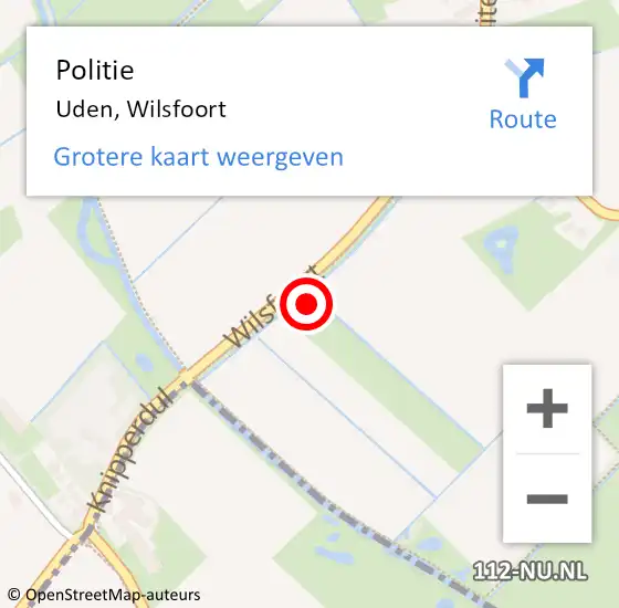 Locatie op kaart van de 112 melding: Politie Uden, Wilsfoort op 3 augustus 2023 15:08