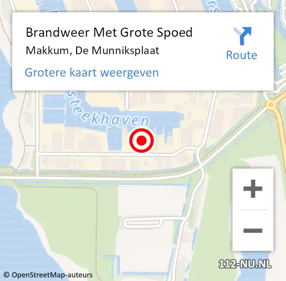 Locatie op kaart van de 112 melding: Brandweer Met Grote Spoed Naar Makkum, De Munniksplaat op 3 augustus 2023 15:09