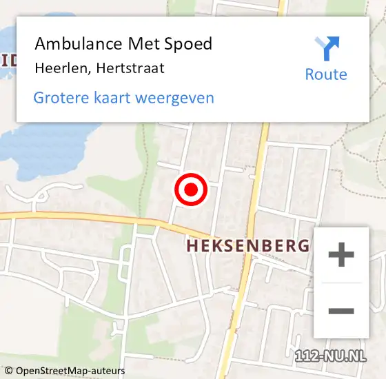 Locatie op kaart van de 112 melding: Ambulance Met Spoed Naar Heerlen, Hertstraat op 3 september 2014 19:19