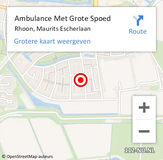 Locatie op kaart van de 112 melding: Ambulance Met Grote Spoed Naar Rhoon, Maurits Escherlaan op 3 augustus 2023 15:33