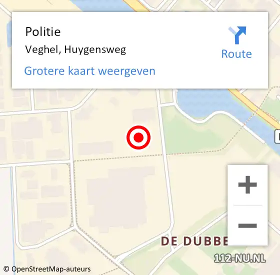 Locatie op kaart van de 112 melding: Politie Veghel, Huygensweg op 3 augustus 2023 15:43