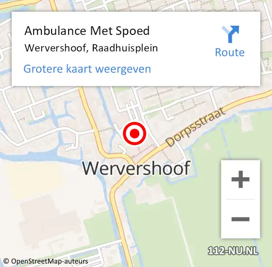 Locatie op kaart van de 112 melding: Ambulance Met Spoed Naar Wervershoof, Raadhuisplein op 3 augustus 2023 15:49