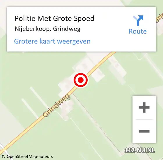 Locatie op kaart van de 112 melding: Politie Met Grote Spoed Naar Nijeberkoop, Grindweg op 3 augustus 2023 15:52