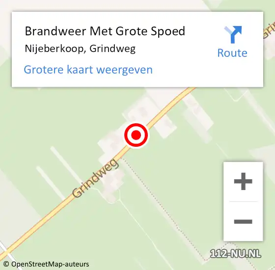 Locatie op kaart van de 112 melding: Brandweer Met Grote Spoed Naar Nijeberkoop, Grindweg op 3 augustus 2023 15:52