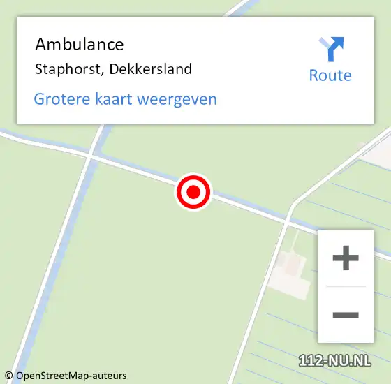 Locatie op kaart van de 112 melding: Ambulance Staphorst, Dekkersland op 3 september 2014 19:26