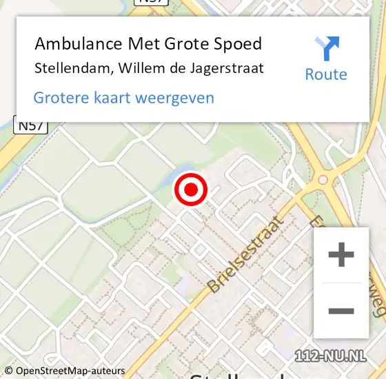 Locatie op kaart van de 112 melding: Ambulance Met Grote Spoed Naar Stellendam, Willem de Jagerstraat op 3 augustus 2023 17:15