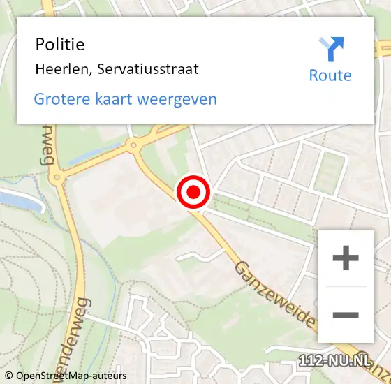 Locatie op kaart van de 112 melding: Politie Heerlen, Servatiusstraat op 3 augustus 2023 17:34