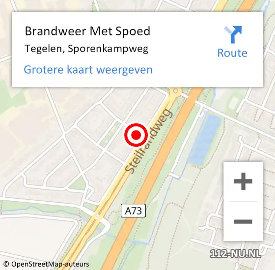 Locatie op kaart van de 112 melding: Brandweer Met Spoed Naar Tegelen, Sporenkampweg op 3 augustus 2023 17:35