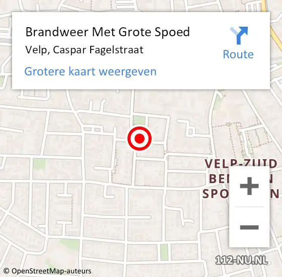 Locatie op kaart van de 112 melding: Brandweer Met Grote Spoed Naar Velp, Caspar Fagelstraat op 3 augustus 2023 17:37