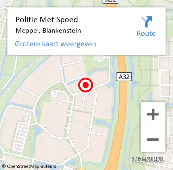 Locatie op kaart van de 112 melding: Politie Met Spoed Naar Meppel, Blankenstein op 3 augustus 2023 17:52