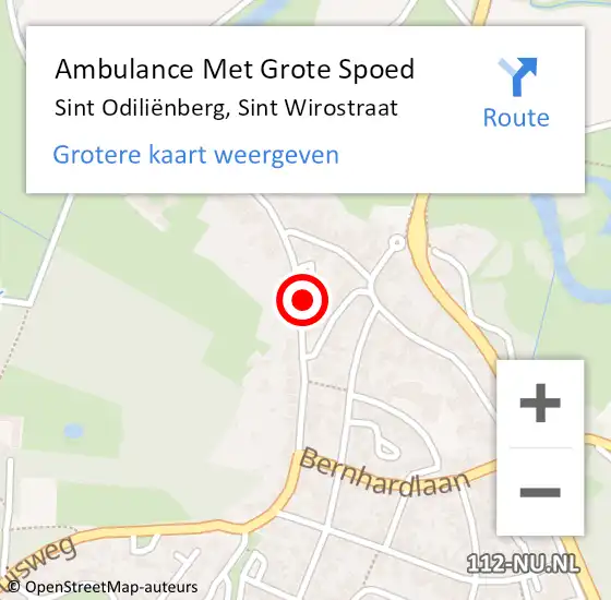 Locatie op kaart van de 112 melding: Ambulance Met Grote Spoed Naar Sint Odiliënberg, Sint Wirostraat op 3 augustus 2023 17:53