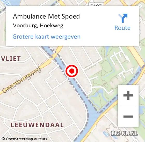Locatie op kaart van de 112 melding: Ambulance Met Spoed Naar Voorburg, Hoekweg op 3 augustus 2023 17:56