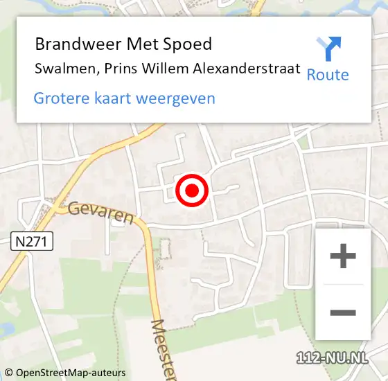 Locatie op kaart van de 112 melding: Brandweer Met Spoed Naar Swalmen, Prins Willem Alexanderstraat op 3 augustus 2023 18:00