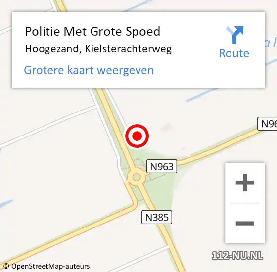 Locatie op kaart van de 112 melding: Politie Met Grote Spoed Naar Hoogezand, Kielsterachterweg op 3 augustus 2023 18:15