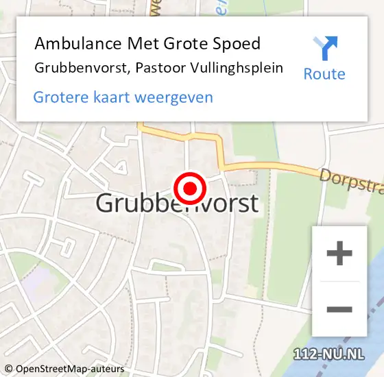 Locatie op kaart van de 112 melding: Ambulance Met Grote Spoed Naar Grubbenvorst, Pastoor Vullinghsplein op 3 september 2014 19:36