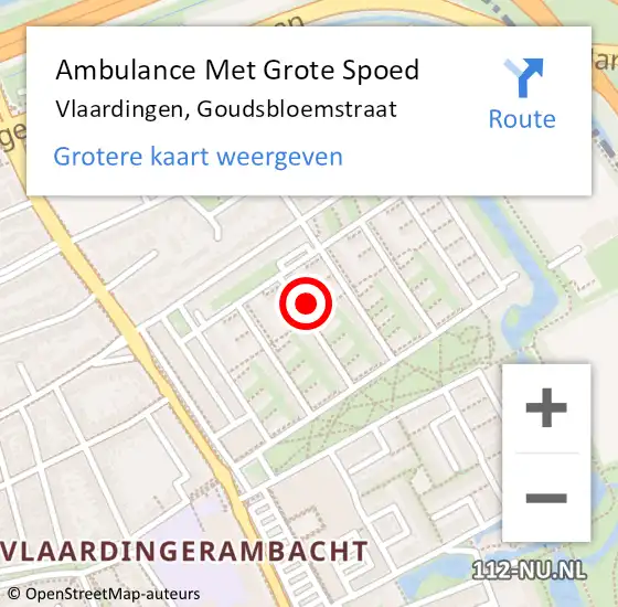 Locatie op kaart van de 112 melding: Ambulance Met Grote Spoed Naar Vlaardingen, Goudsbloemstraat op 3 augustus 2023 18:21