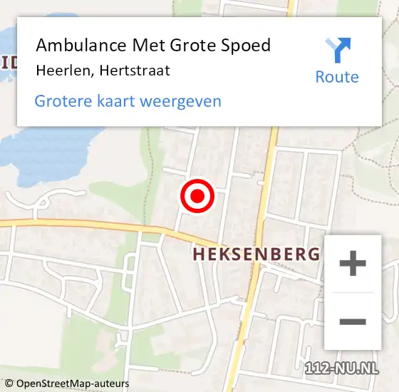 Locatie op kaart van de 112 melding: Ambulance Met Grote Spoed Naar Heerlen, Hertstraat op 3 september 2014 19:39