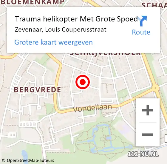 Locatie op kaart van de 112 melding: Trauma helikopter Met Grote Spoed Naar Zevenaar, Louis Couperusstraat op 3 augustus 2023 19:20