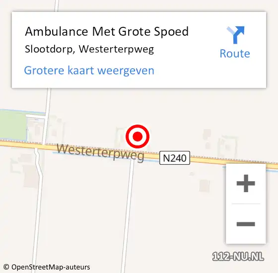 Locatie op kaart van de 112 melding: Ambulance Met Grote Spoed Naar Slootdorp, Westerterpweg op 3 augustus 2023 19:58