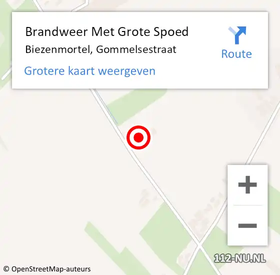 Locatie op kaart van de 112 melding: Brandweer Met Grote Spoed Naar Biezenmortel, Gommelsestraat op 3 augustus 2023 20:14