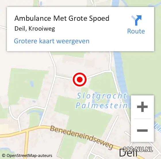 Locatie op kaart van de 112 melding: Ambulance Met Grote Spoed Naar Deil, Krooiweg op 3 augustus 2023 20:31
