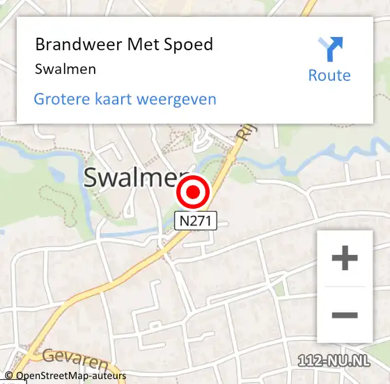 Locatie op kaart van de 112 melding: Brandweer Met Spoed Naar Swalmen op 3 augustus 2023 20:57