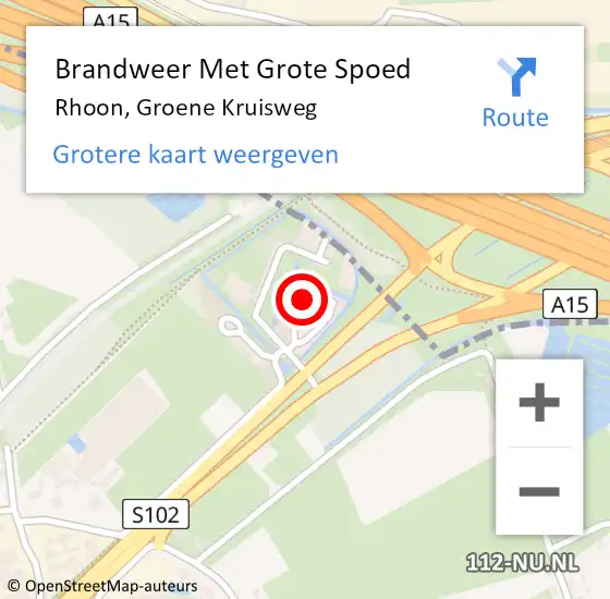 Locatie op kaart van de 112 melding: Brandweer Met Grote Spoed Naar Rhoon, Groene Kruisweg op 3 augustus 2023 21:22