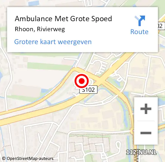 Locatie op kaart van de 112 melding: Ambulance Met Grote Spoed Naar Rhoon, Rivierweg op 3 augustus 2023 21:26