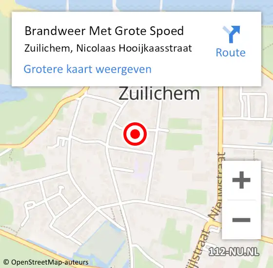 Locatie op kaart van de 112 melding: Brandweer Met Grote Spoed Naar Zuilichem, Nicolaas Hooijkaasstraat op 3 augustus 2023 21:36