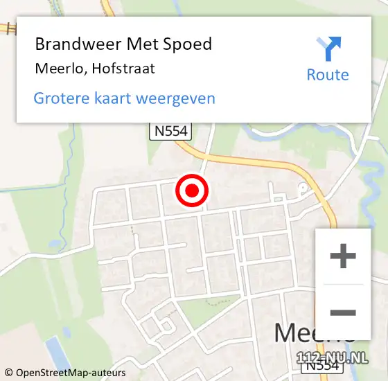 Locatie op kaart van de 112 melding: Brandweer Met Spoed Naar Meerlo, Hofstraat op 3 augustus 2023 21:45