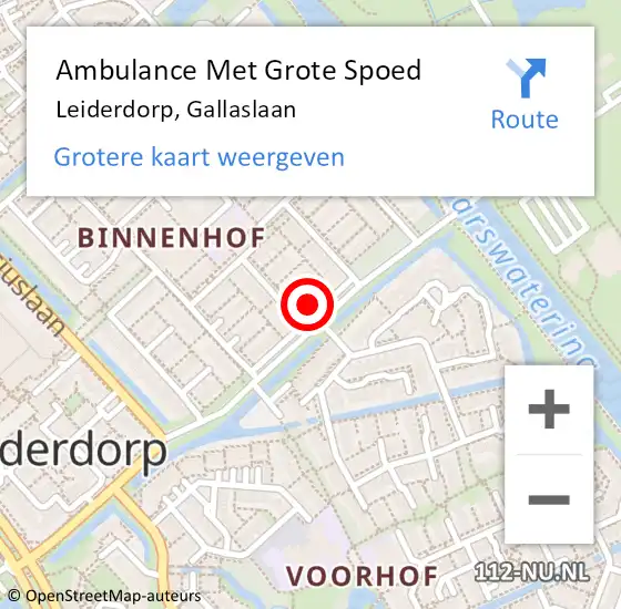 Locatie op kaart van de 112 melding: Ambulance Met Grote Spoed Naar Leiderdorp, Gallaslaan op 3 augustus 2023 21:51