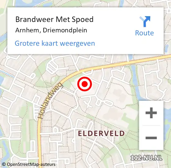 Locatie op kaart van de 112 melding: Brandweer Met Spoed Naar Arnhem, Driemondplein op 3 augustus 2023 22:03