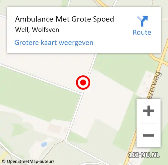 Locatie op kaart van de 112 melding: Ambulance Met Grote Spoed Naar Well, Wolfsven op 3 september 2014 19:52