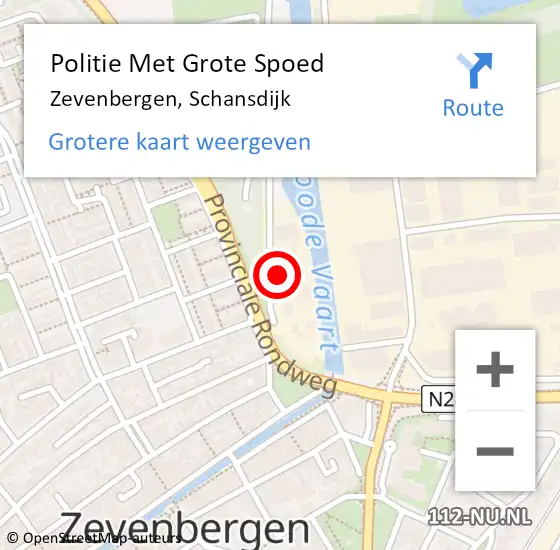 Locatie op kaart van de 112 melding: Politie Met Grote Spoed Naar Zevenbergen, Schansdijk op 3 augustus 2023 22:34